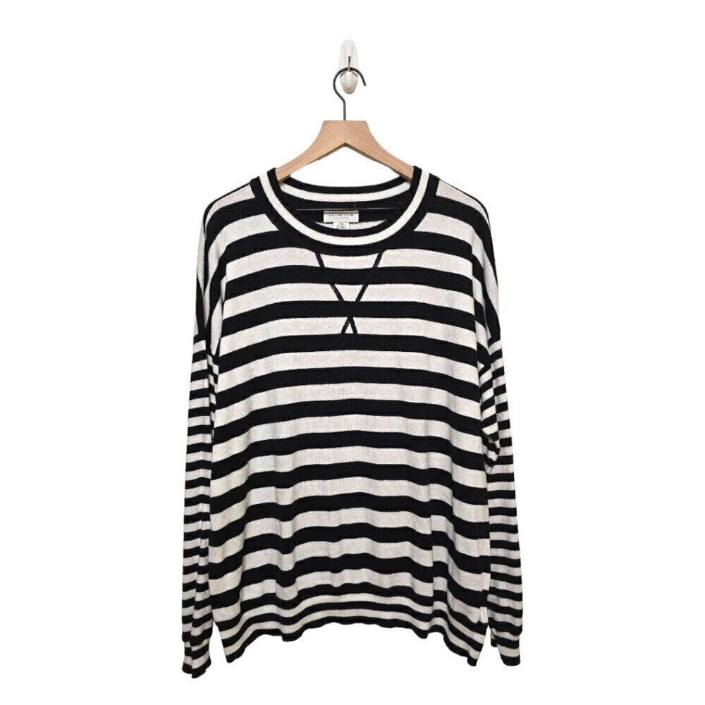 Liz Claiborne Weekend Striped Drop Sleeve Crewneck Sweater Sz XXL